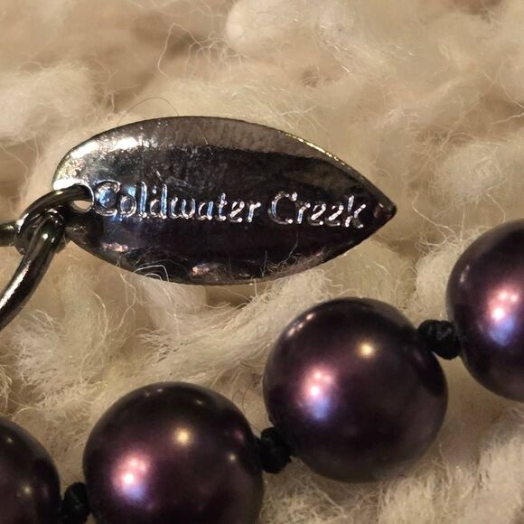Coldwater Creek Purple Pearl & Blue Agate 3 strand Necklace - Picture 8 of 8